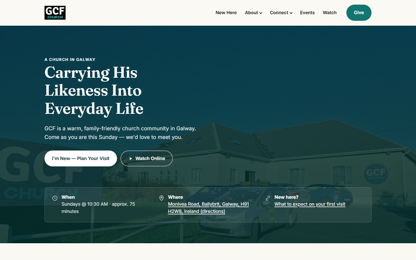 New GCF Church WordPress demo homepage